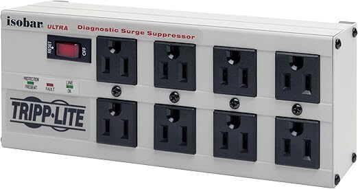 Isobar Surge Protector Metal 8 Outlet 12 feet Cord 3840 Joules. 